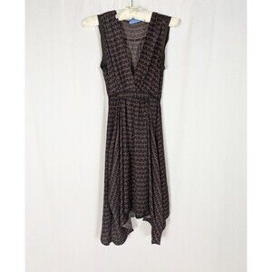Simply Vera Sz XS Black Surplice Tie Waist Shark Bite Hem Sleeveless Dress